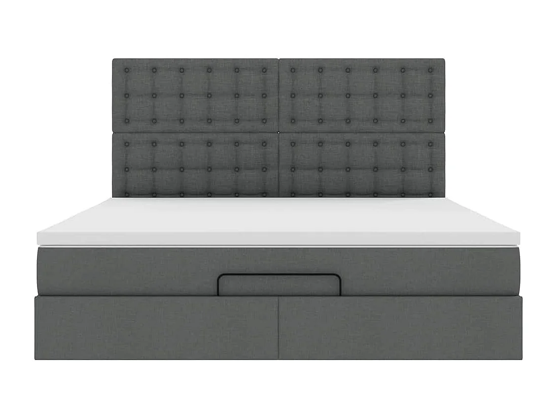 Cadre de lit ottoman avec matelas gris foncé 180x200 cm tissu