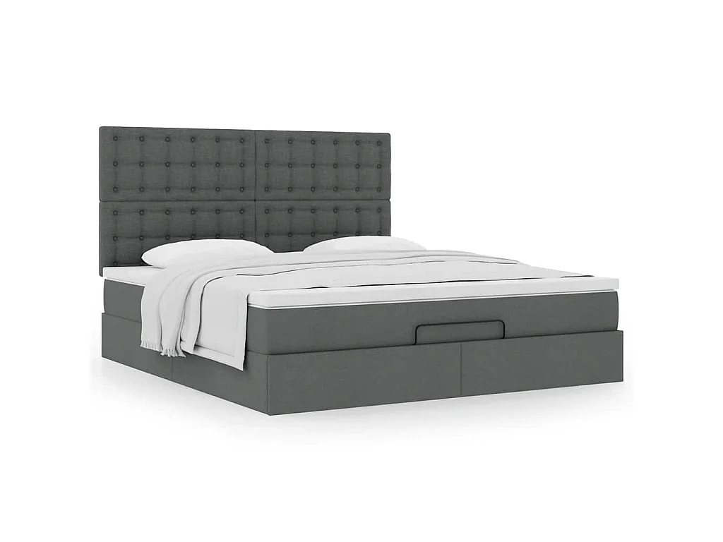 Ottoman-Bett mit Matratze Dunkelgrau 180x200 cm Stoff