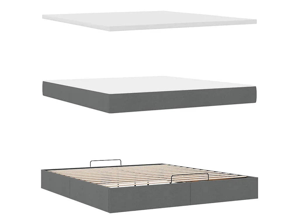 Ottoman-Bett mit Matratze Dunkelgrau 180x200 cm Stoff
