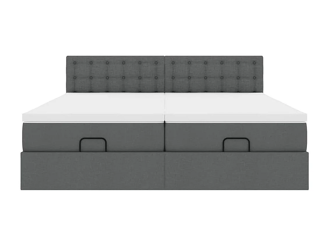 Ottoman-Bett mit Matratzen & LEDs Dunkelgrau 180x200 cm Stoff