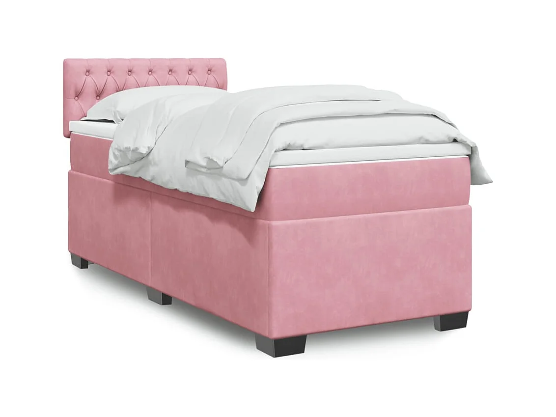 Boxspringbett mit Matratze Rosa 90x200 cm Samt