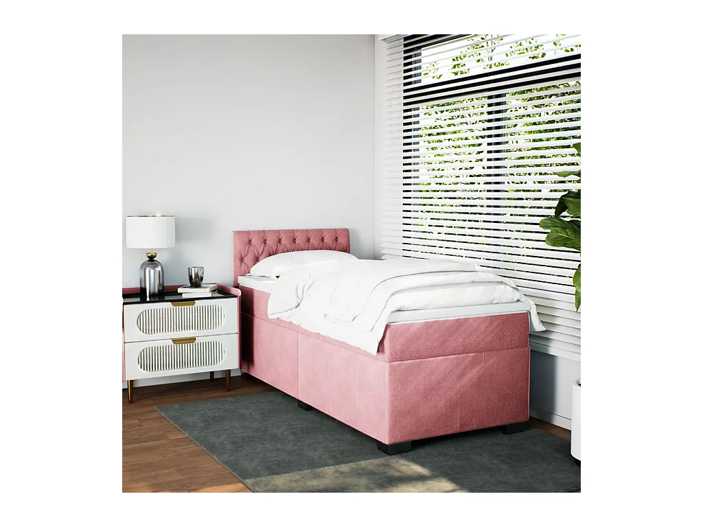 Boxspringbett mit Matratze Rosa 90x200 cm Samt