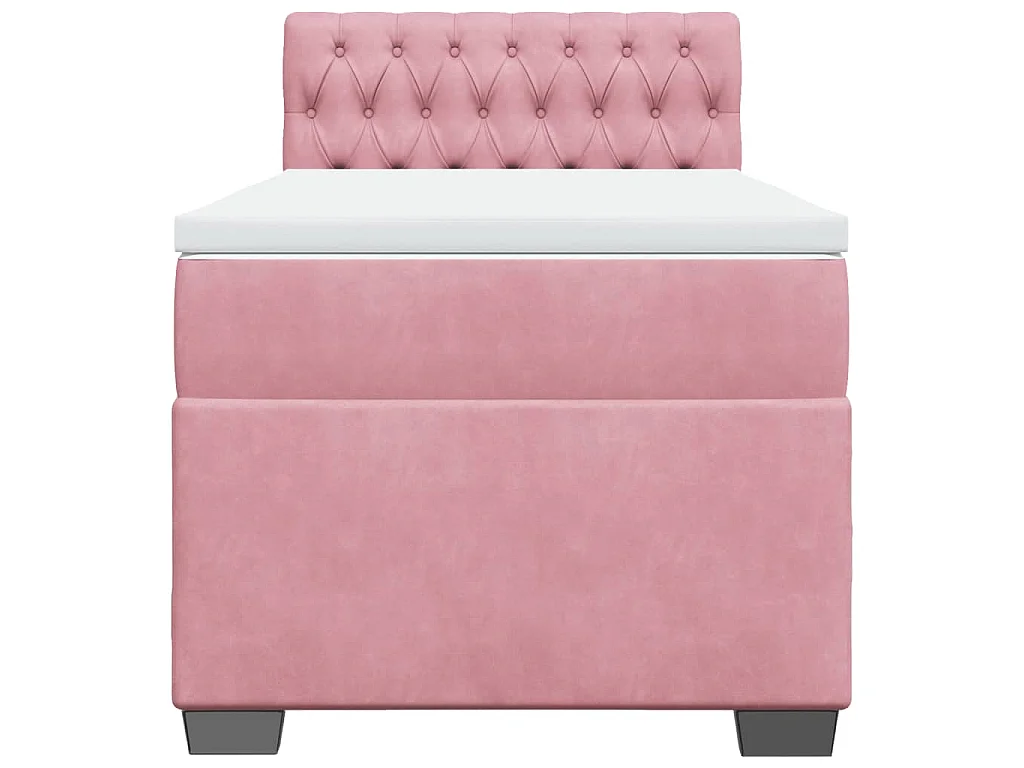 Cama box spring con colchón terciopelo rosa 90x200 cm