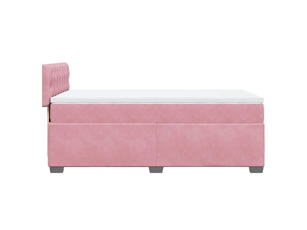 Cama box spring con colchón terciopelo rosa 90x200 cm