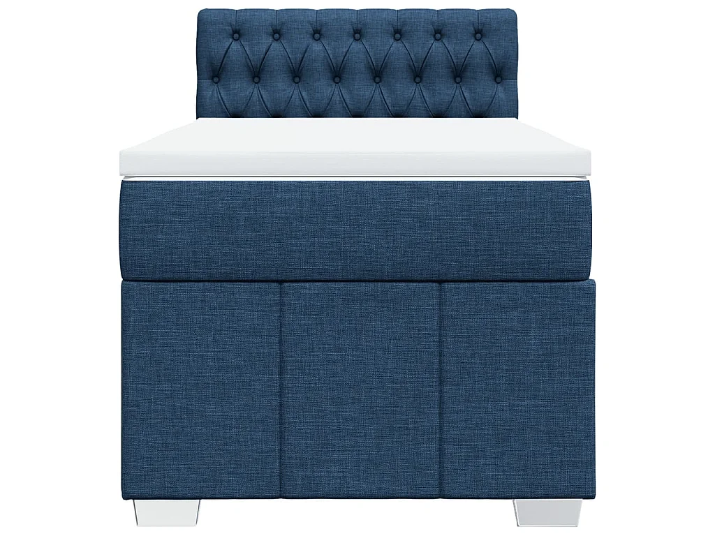 Cama box spring con colchón tela azul 90x200 cm