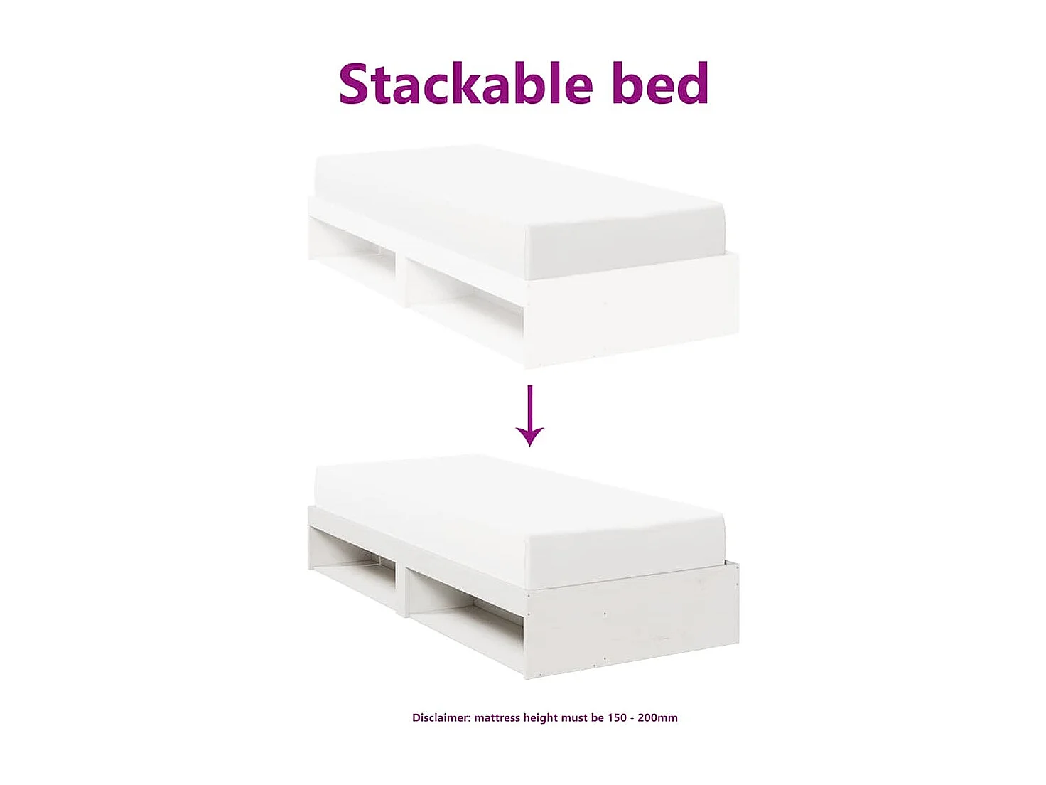 Cama dia sem colchão branco 100x200 cm pinho de madeira maciça