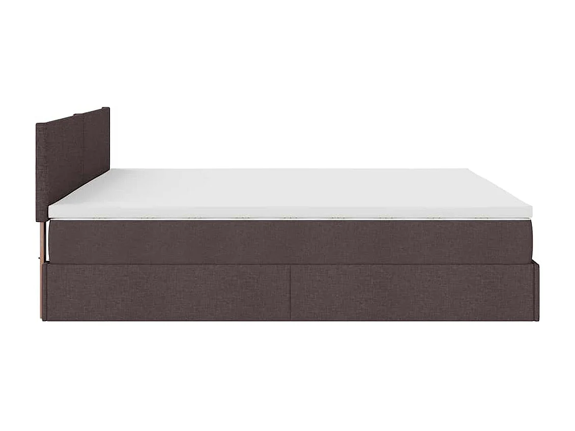 Cadre de lit ottoman avec matelas marron foncé 160x200 cm tissu