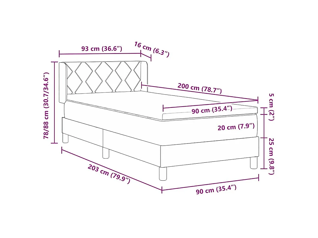 Boxspringbed met hoofdeinde Taupe 200 x 90 cm Stof