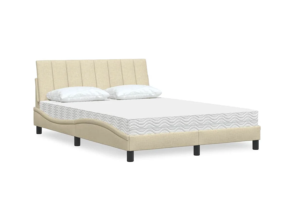 Lit avec matelas crème 140x200 cm tissu