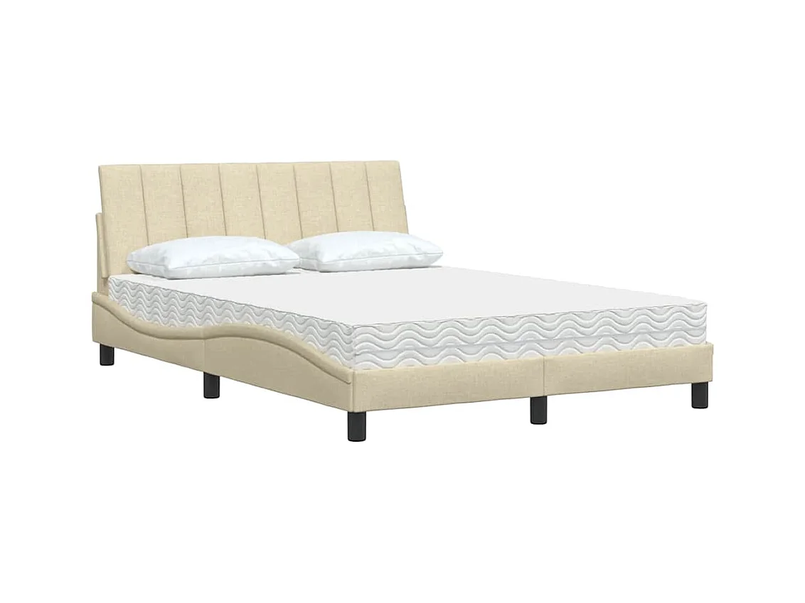 Lit avec matelas crème 140x200 cm tissu