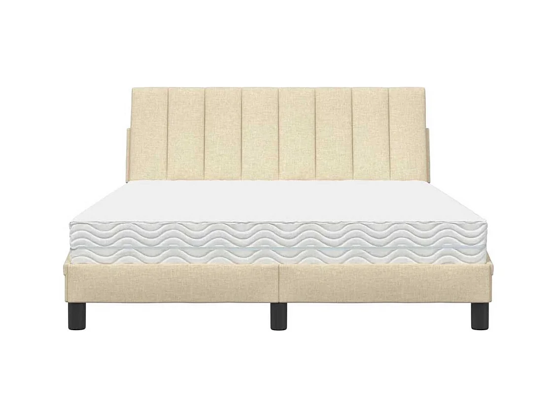 Lit avec matelas crème 140x200 cm tissu