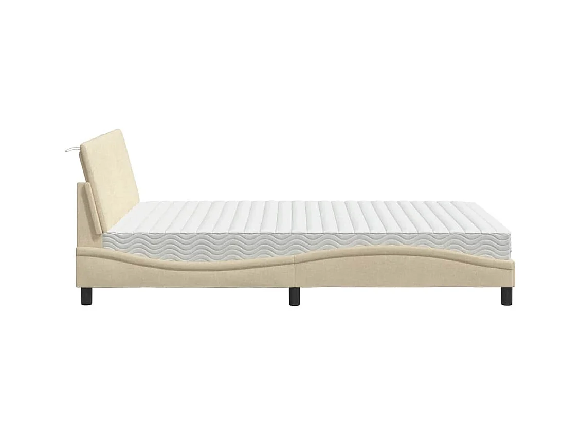 Lit avec matelas crème 140x200 cm tissu