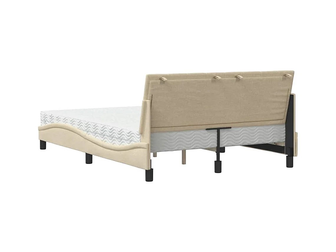 Lit avec matelas crème 140x200 cm tissu