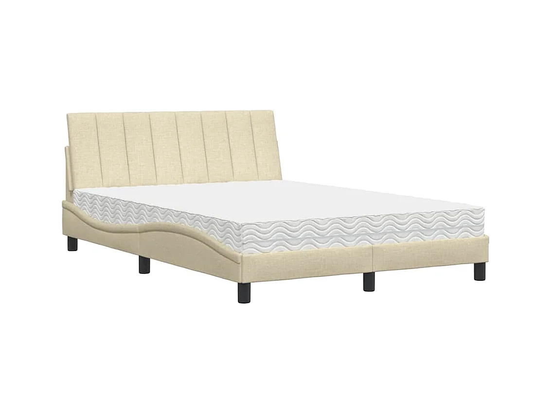 Lit avec matelas Hanko crème 140x200 cm tissu
