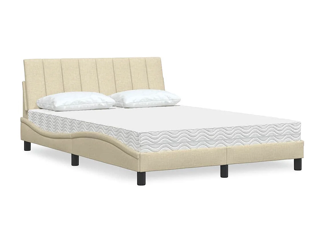 Lit avec matelas Hanko crème 140x200 cm tissu