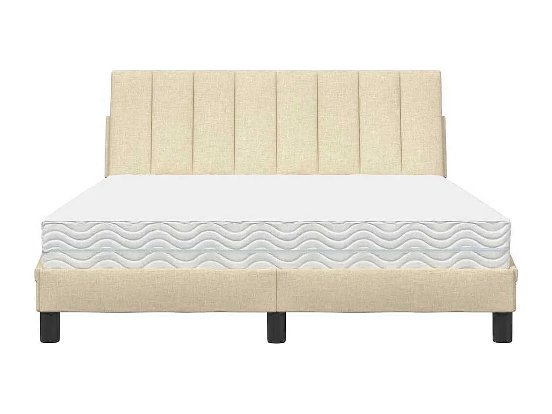 Lit avec matelas Hanko crème 140x200 cm tissu