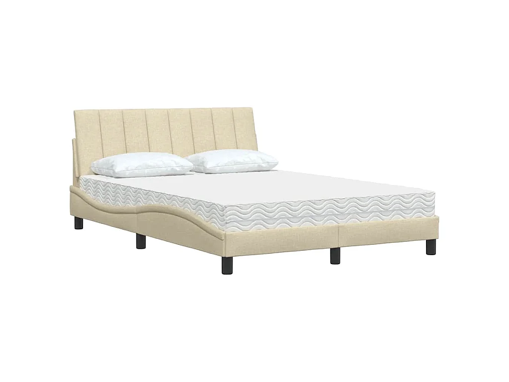 Bed met matras "Hanko" stof crèmekleurig 140x200 cm