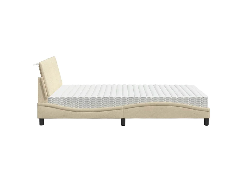 Bed met matras "Hanko" stof crèmekleurig 140x200 cm