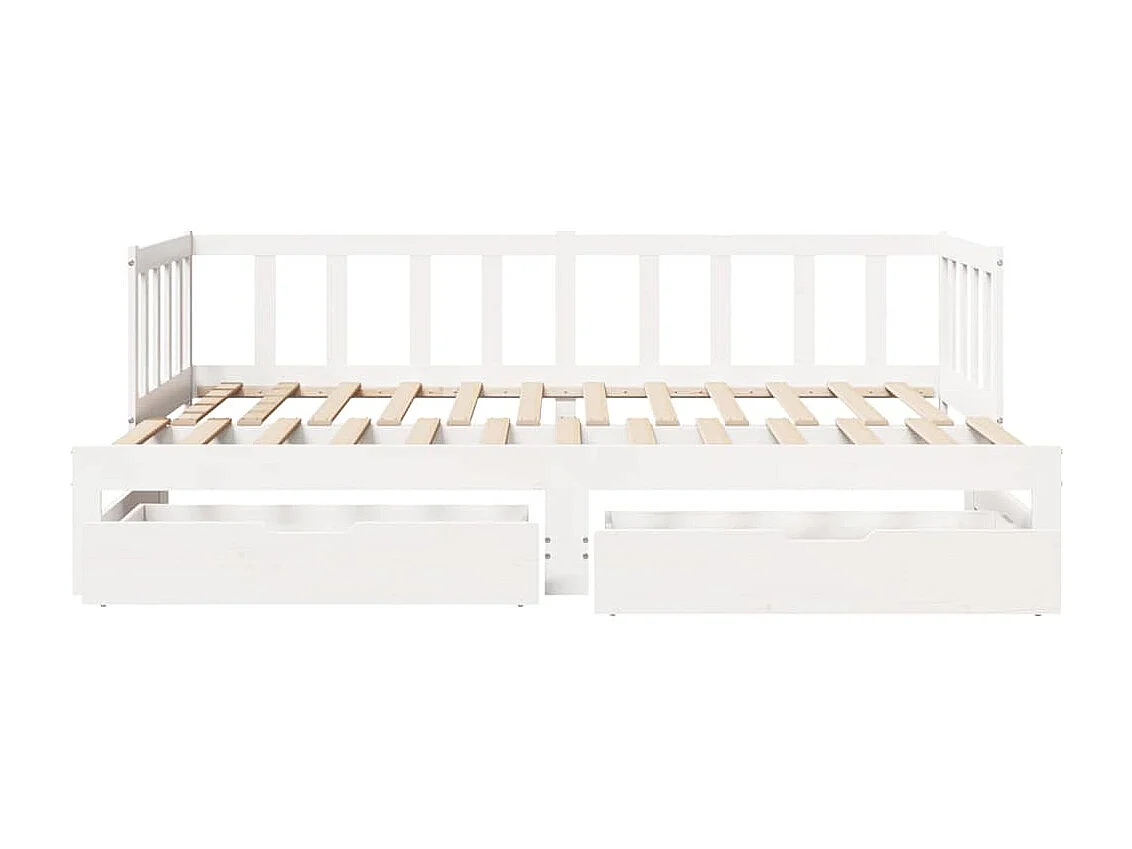 Tagesbett Ausziehbar mit Schubladen ohne Matratze Weiß 90x200cm