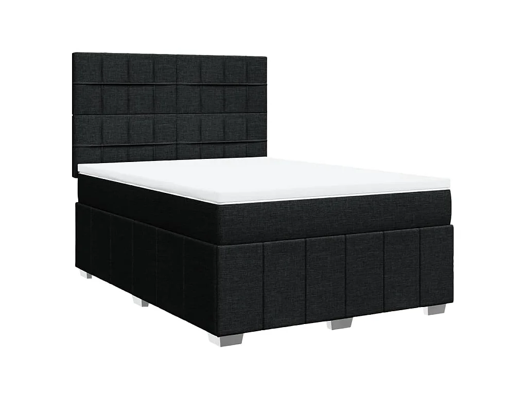 Cama box spring con colchón tela negro 160x200 cm