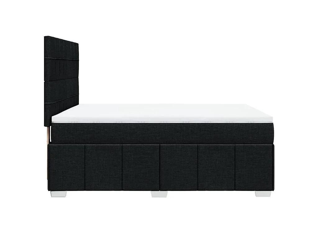 Cama box spring con colchón tela negro 160x200 cm