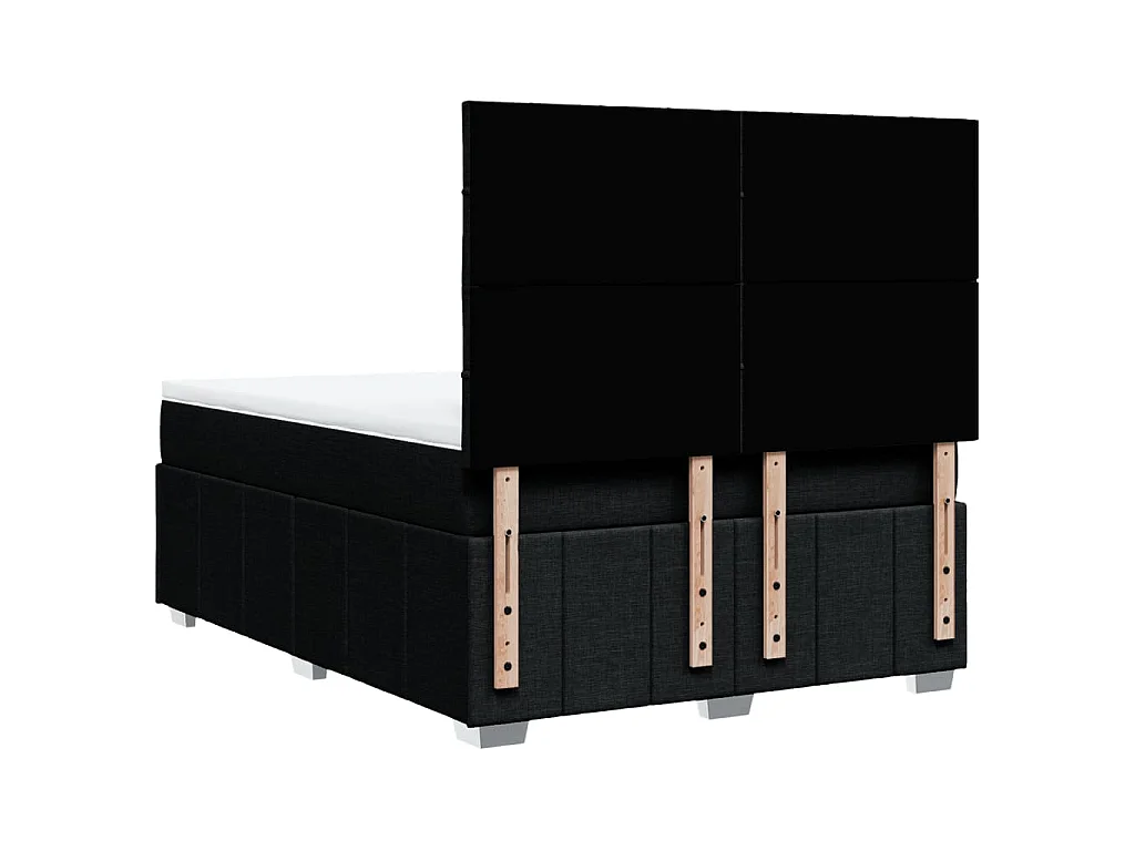 Cama box spring con colchón tela negro 160x200 cm