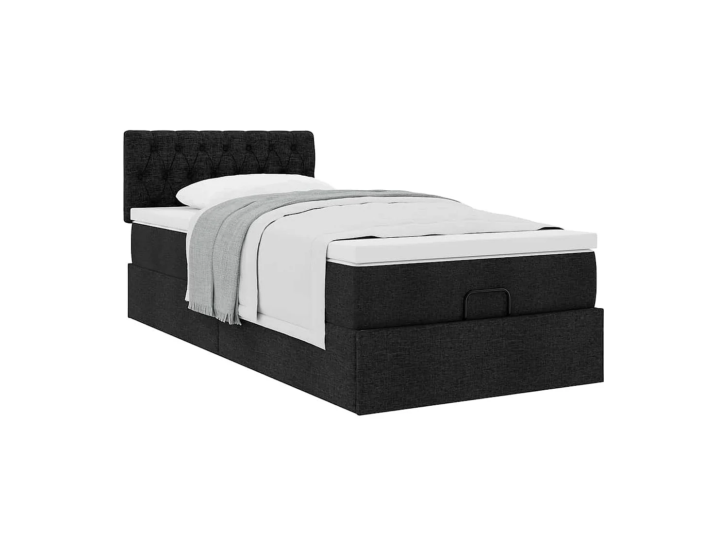 Ottoman-Bett mit Matratze Schwarz 90x190 cm Stoff