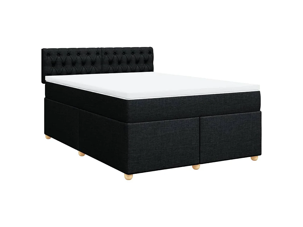 Boxspringbett mit Matratze Schwarz 140x190 cm Stoff