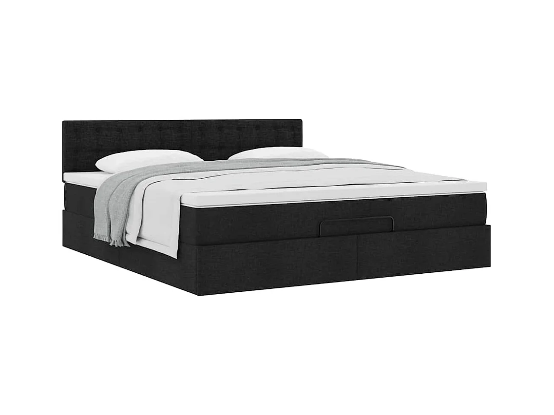 Ottoman bed met matras 160x200cm stof zwart