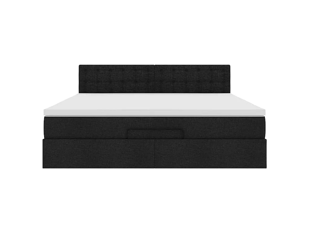 Struttura Letto Pouf con Materasso Nero 160x200 cm in Tessuto