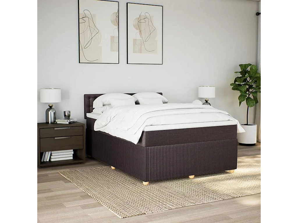Sommier à lattes de lit avec matelas Marron foncé 140x200 cm