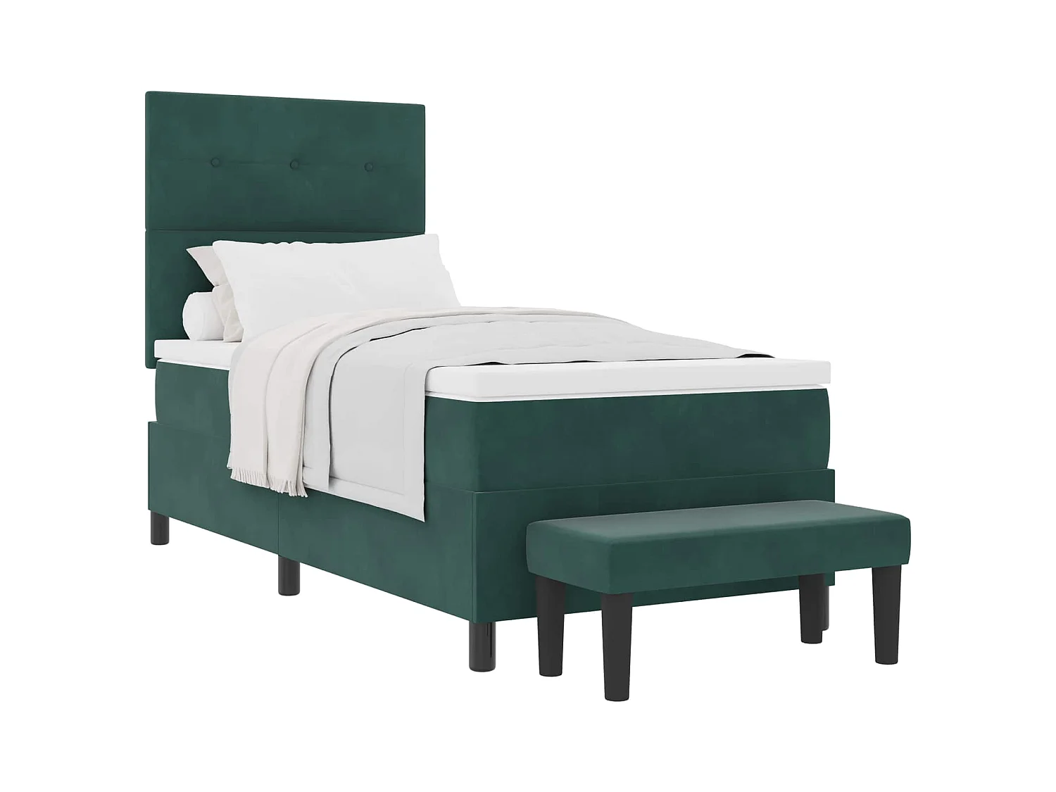 Boxspringbett mit Kopfteil Dunkelgrün 200 x 90 cm Samt