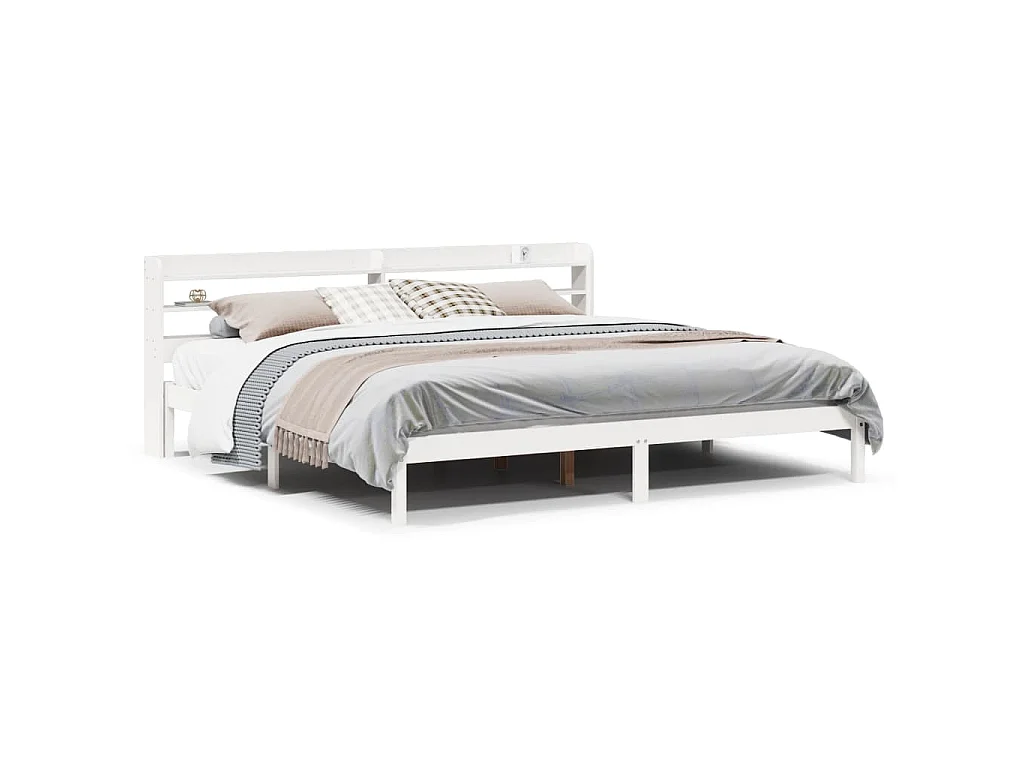 Cama sem colchão 180x200 cm madeira de pinho maciça branco