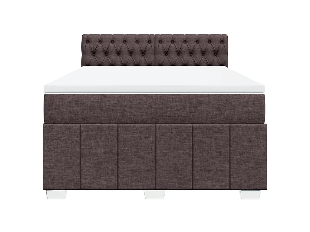 Cama com molas/colchão 160x200 cm tecido castanho-escuro