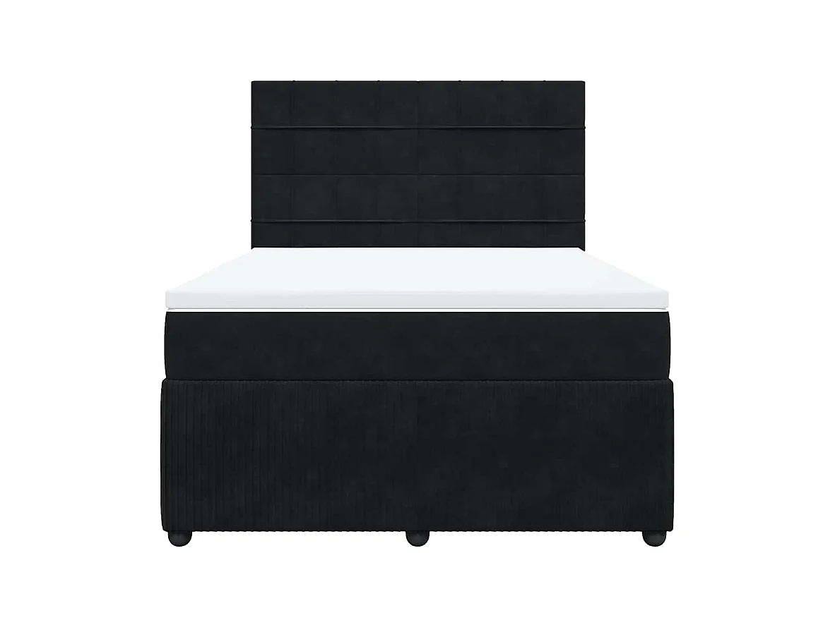 Sommier à lattes de lit avec matelas Noir 140x190 cm Velours
