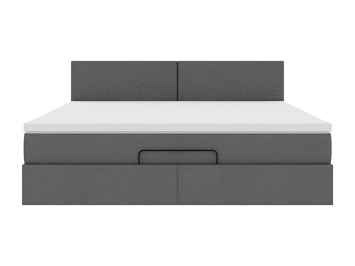 Pouf Letto con Materasso e LED Grigio Scuro 180x200cm Tessuto