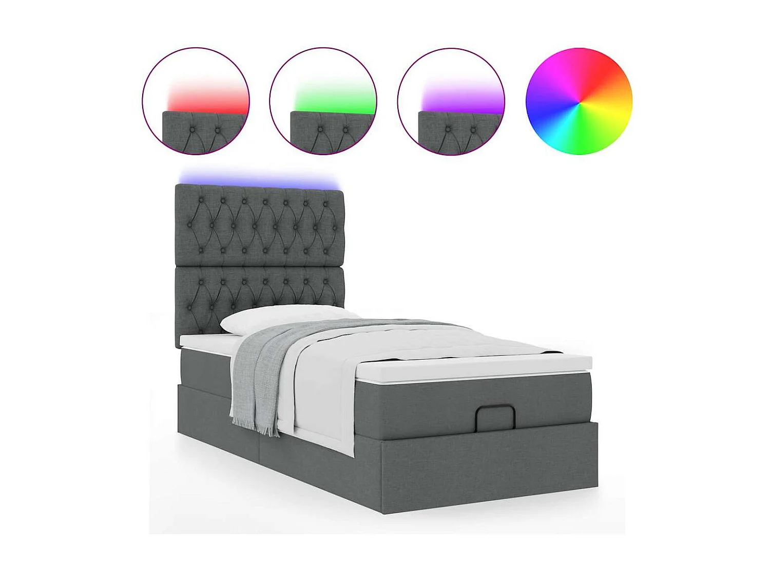Struttura Letto Pouf con Materasso 90x190 cm in Tessuto