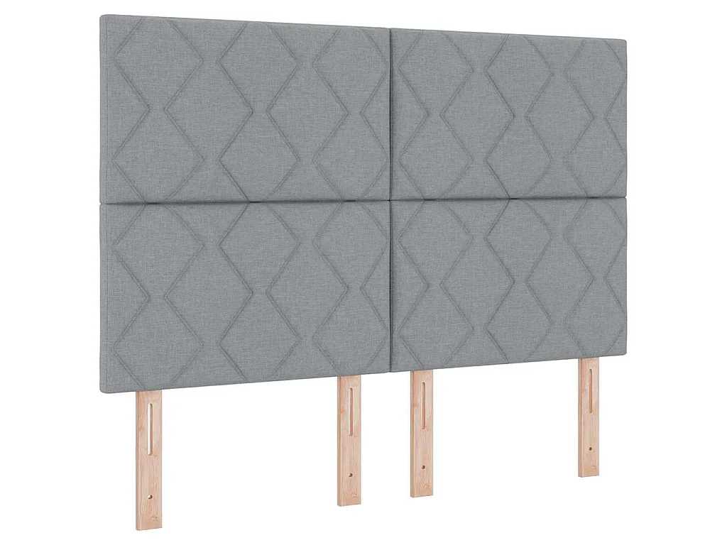 Lit à ressorts avec tête de lit Gris clair 160 x 200 cm tissu