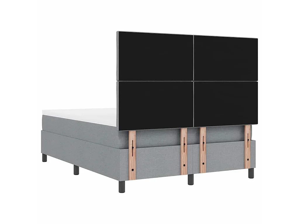 Lit à ressorts avec tête de lit Gris clair 160 x 200 cm tissu
