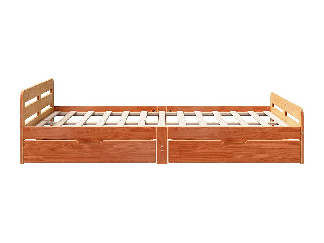 Massivholzbett ohne Matratze Wachsbraun 140x200 cm Kiefernholz