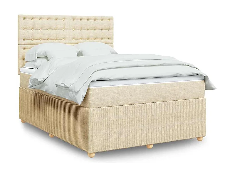 Boxspringbett mit Matratze Creme 140x190 cm Stoff