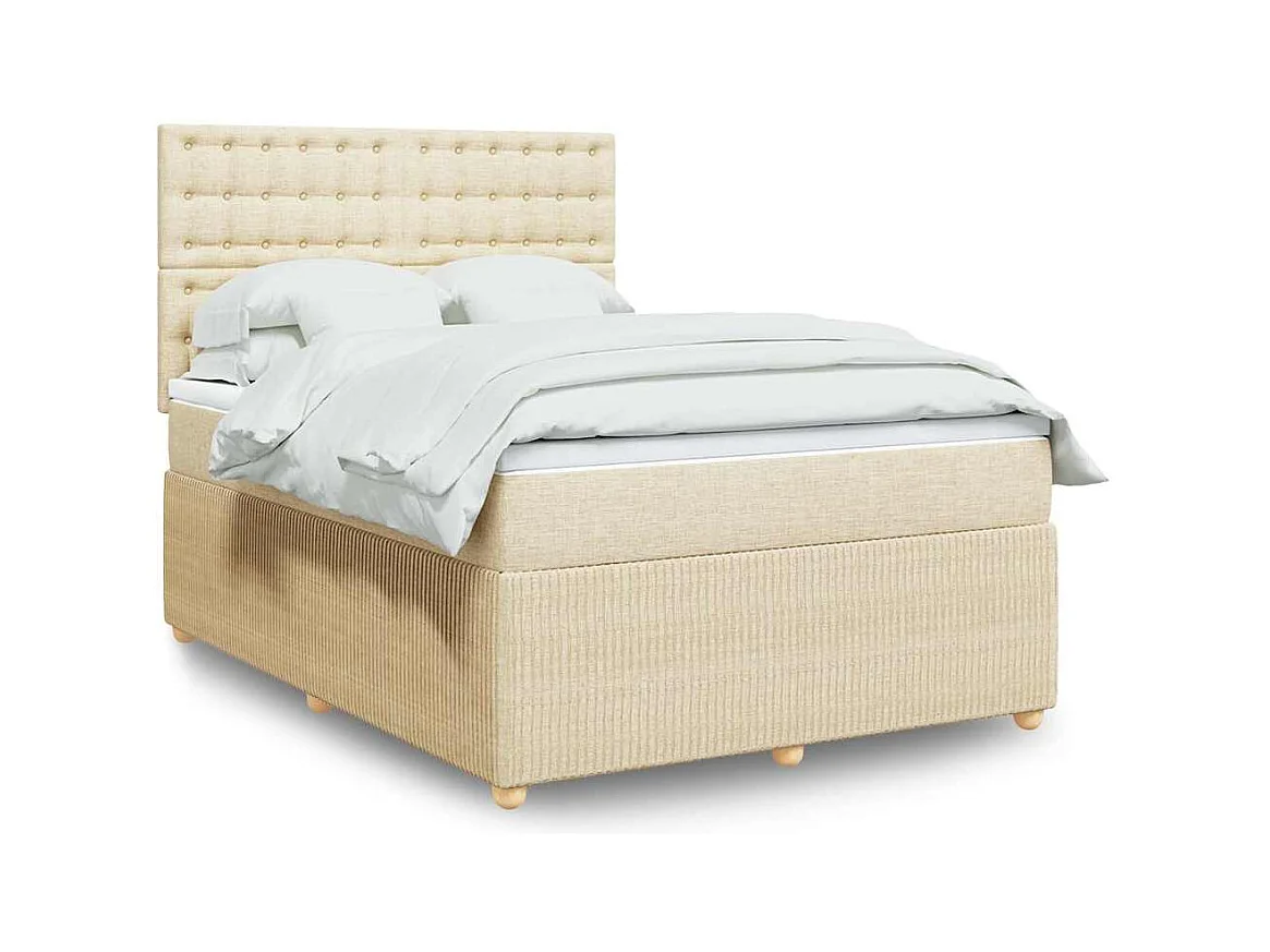 Boxspringbett mit Matratze Creme 140x190 cm Stoff