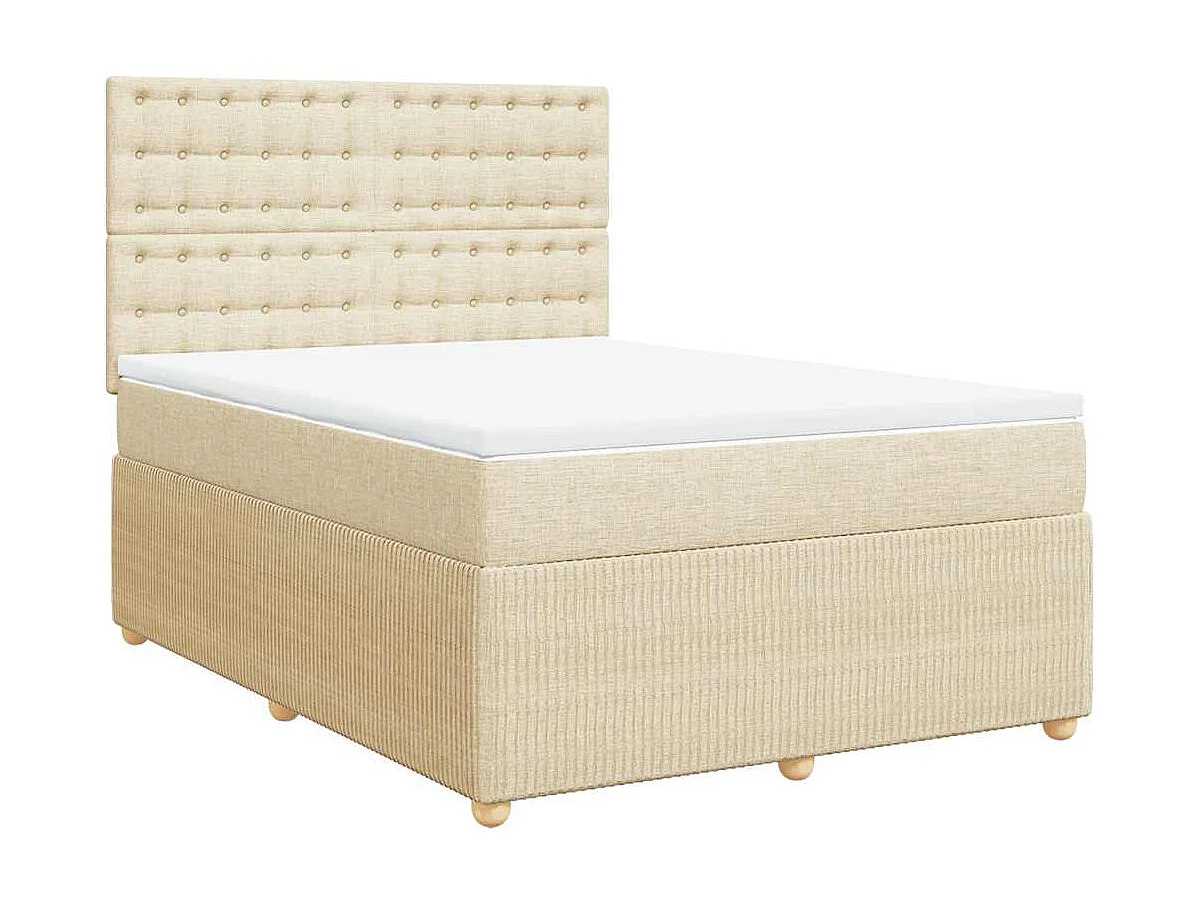 Boxspringbett mit Matratze Creme 140x190 cm Stoff