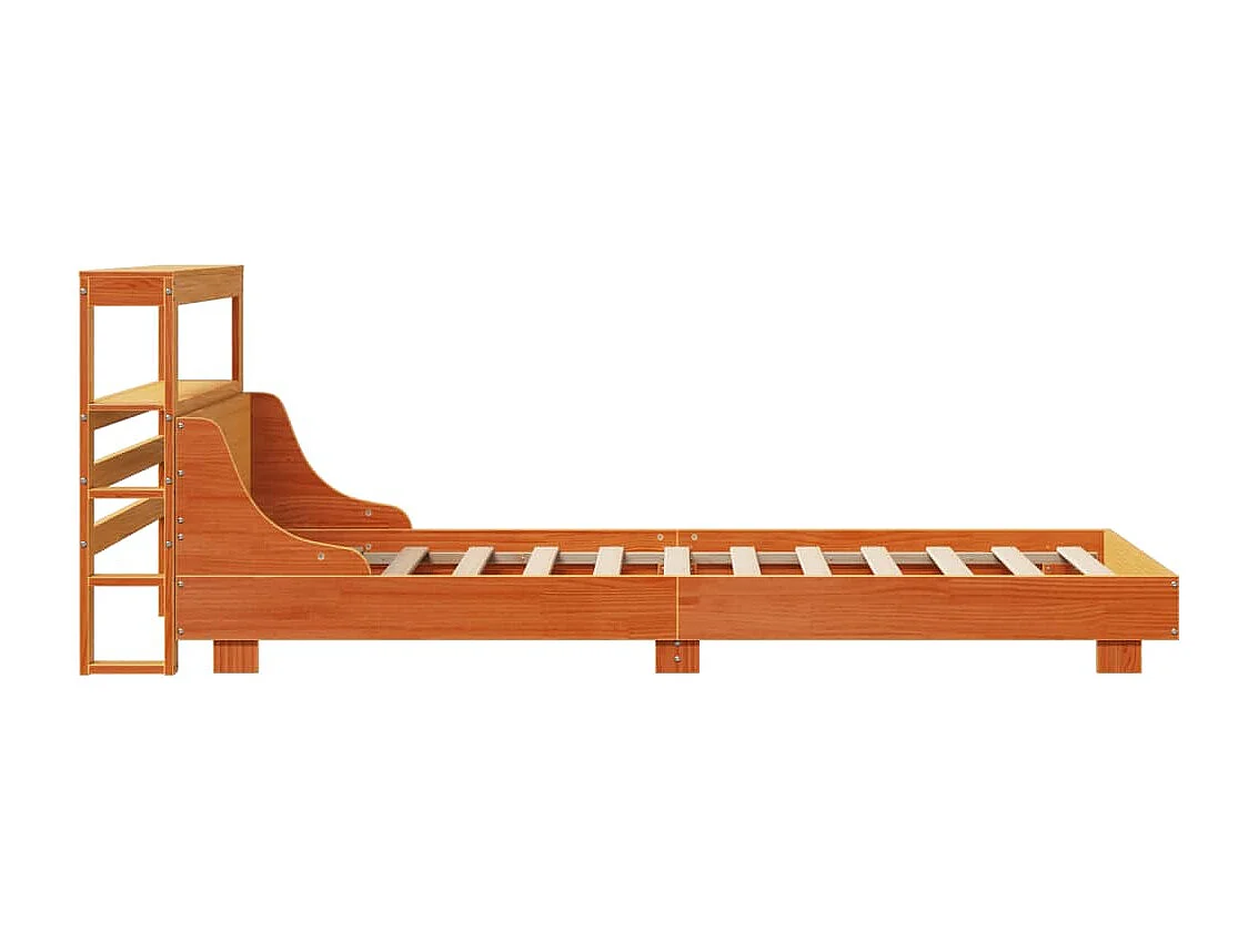 Bedframe zonder matras massief grenenhout wasbruin 90x200 cm