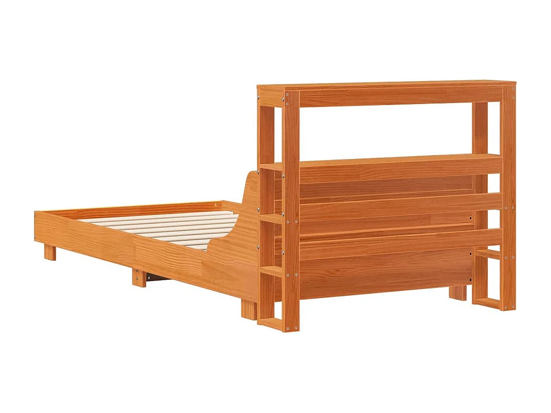 Bedframe zonder matras massief grenenhout wasbruin 90x200 cm