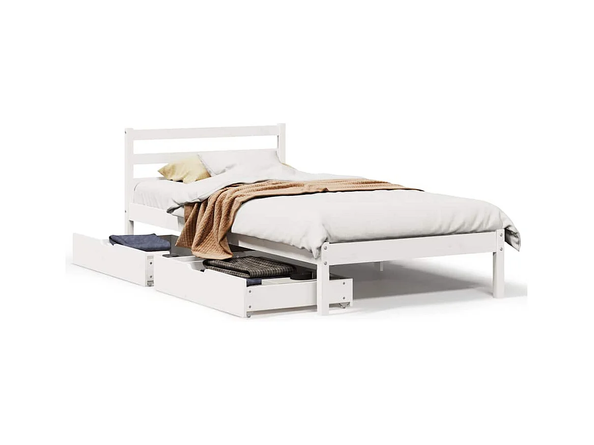 Cadre de lit sans matelas blanc 100x200 cm bois de pin massif
