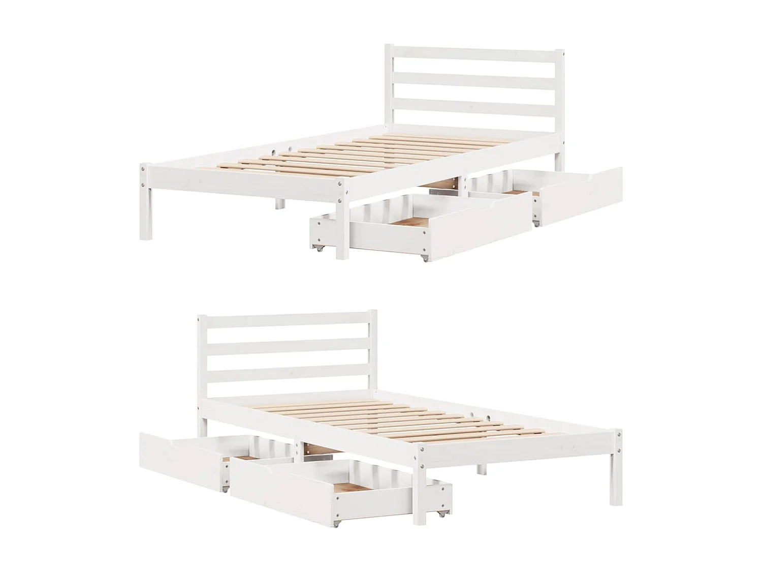 Cadre de lit sans matelas blanc 100x200 cm bois de pin massif