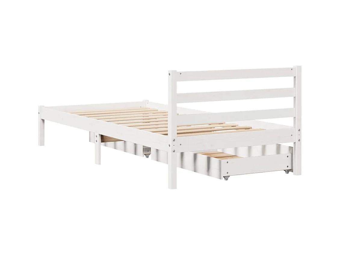Massivholzbett ohne Matratze Weiß 100x200 cm Kiefernholz