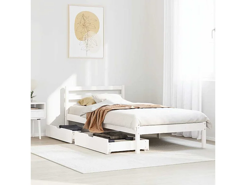 Cadre de lit sans matelas blanc 100x200 cm bois de pin massif