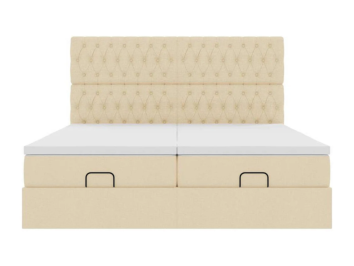 Ottoman-Bett mit Matratzen & LEDs Creme 180x200 cm Stoff